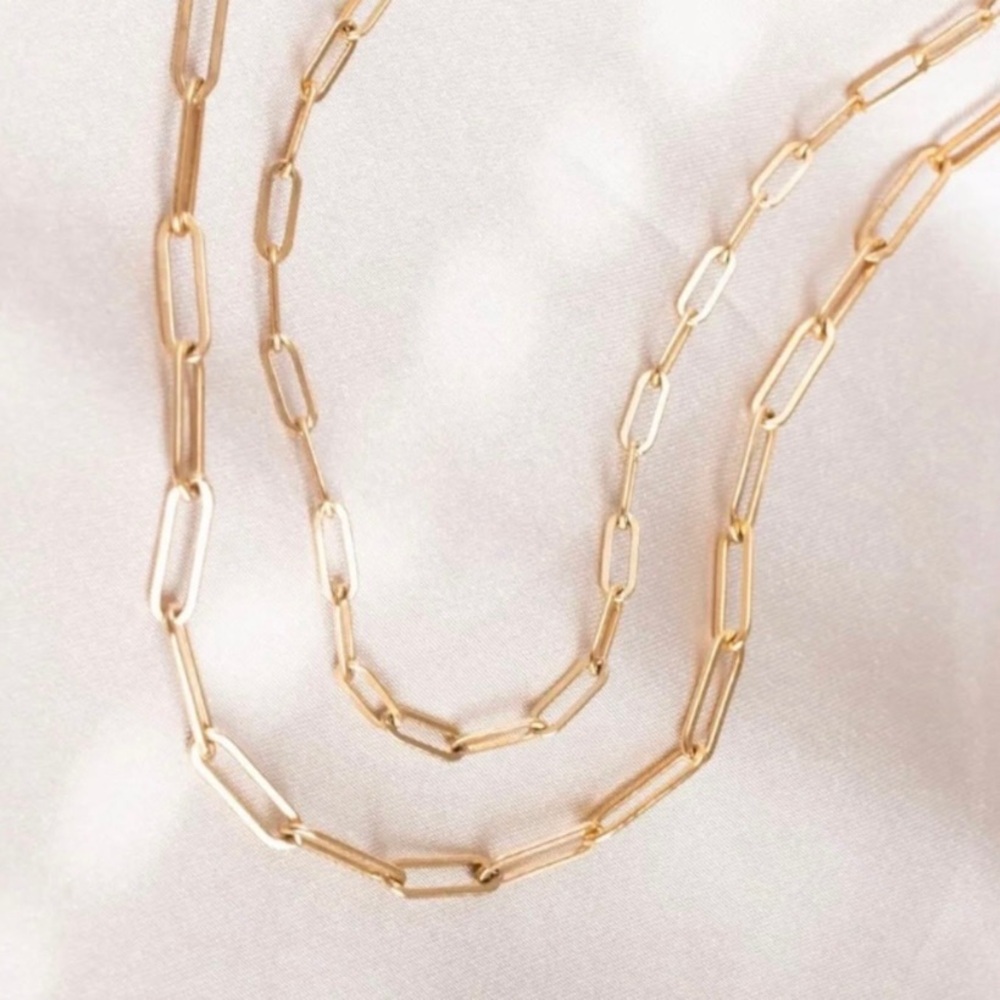 Gold Plated 925 Sterling Silver Paperclip Chain Necklace Made in Italy - Picture 6 of 9